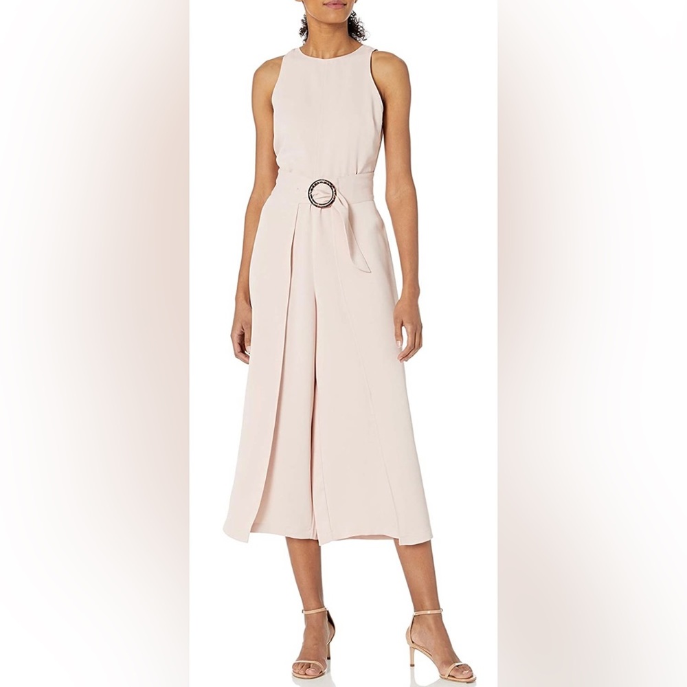 BNWT Joie Mairead Belted Draped Sleeveless Jumpsuit In Shell Pink